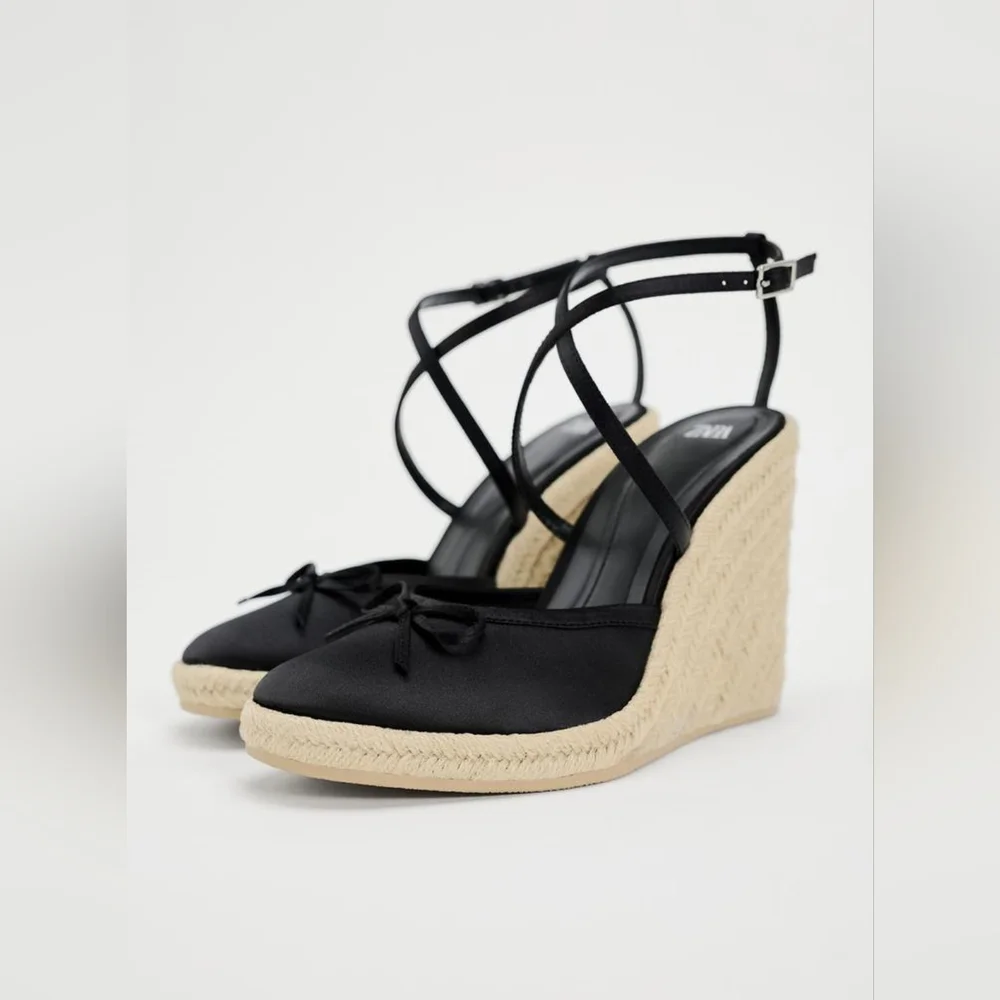 Zara Satin Effect Wedge Sandals
